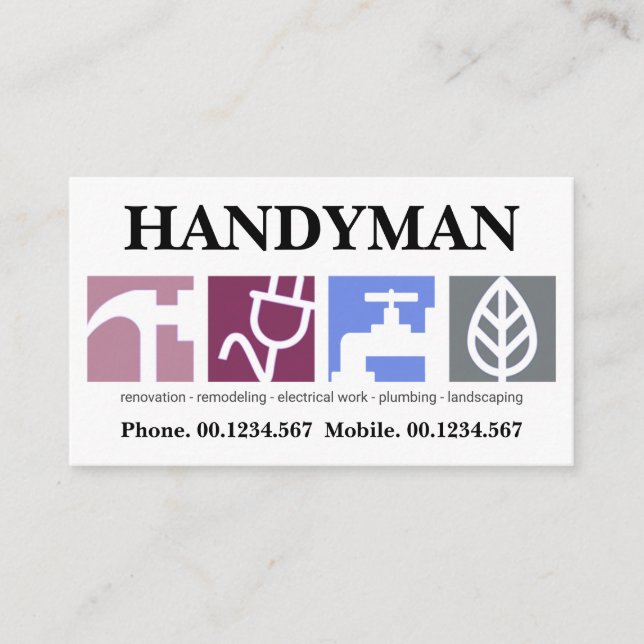 Carte De Visite Grand Signal de Handyman moderne créatif (Devant)