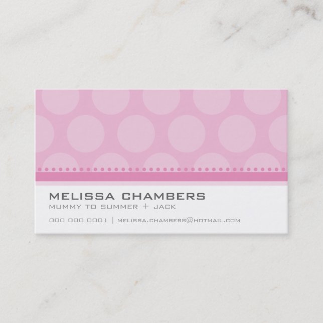CARTE DE VISITE grand spot motif pastel rose pâle (Devant)