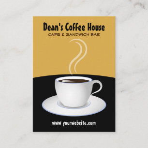 Carte De Visite Grand vertical noir et beige de café de