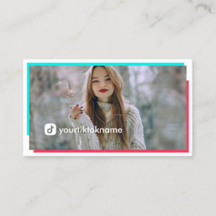 Carte De Visite Grande photo rose chaud Turquoise médias sociaux