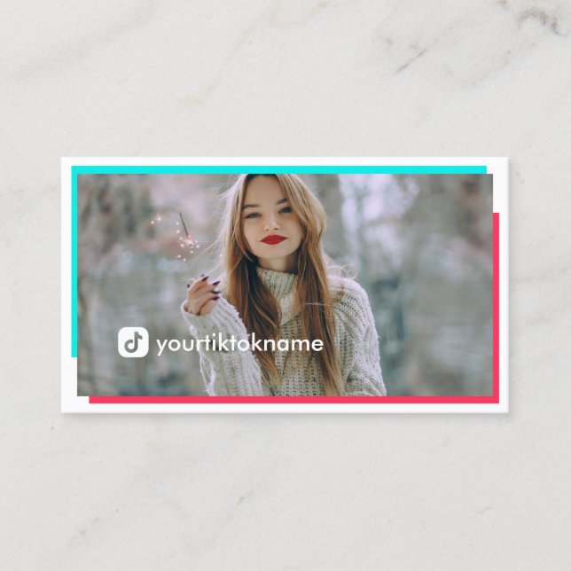 Carte De Visite Grande photo rose chaud Turquoise médias sociaux (Devant)