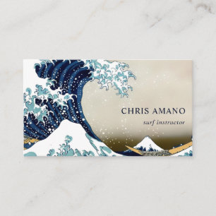 Carte De Visite Grande vague outre de Kanagawa par le surfer de