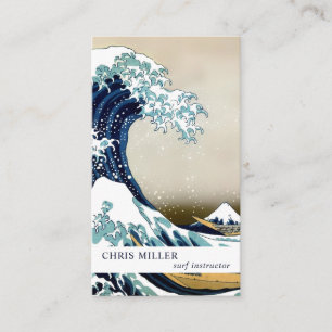 Carte De Visite Grande vague outre de Kanagawa par le surfer de