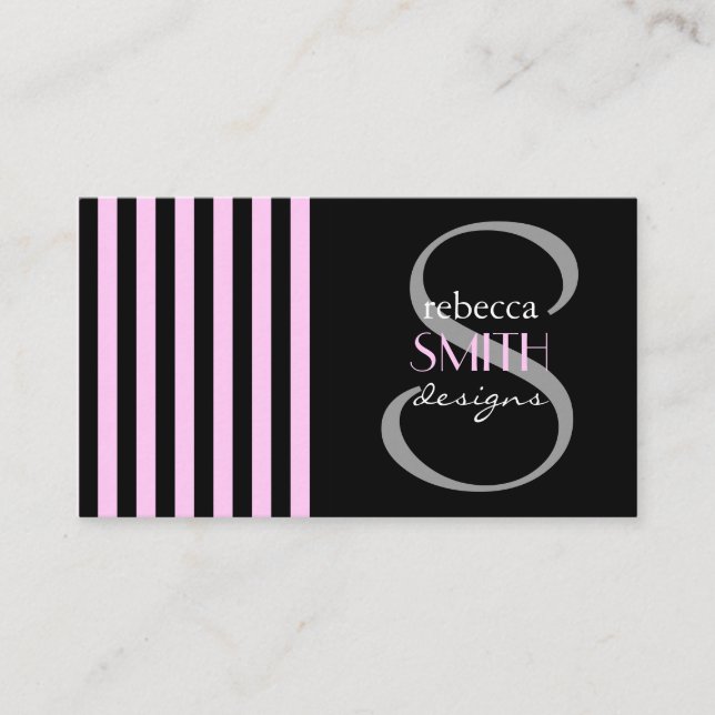 Carte De Visite Grandes Pink, Grandes Paillettes Noires, Motif Gra (Devant)