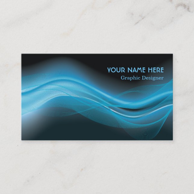 Carte de visite Graphic Designer vague bleue (Devant)