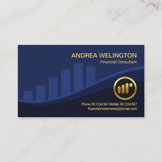 Carte De Visite Graphique Blue Stock Exchange Conseiller financier (Devant)
