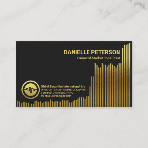 Carte De Visite Graphique d'actions financières Sparkling Gold Up