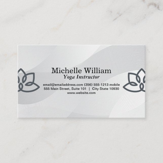 Carte De Visite Graphique de fleurs Lotus | Professeur de yoga | S (Devant)