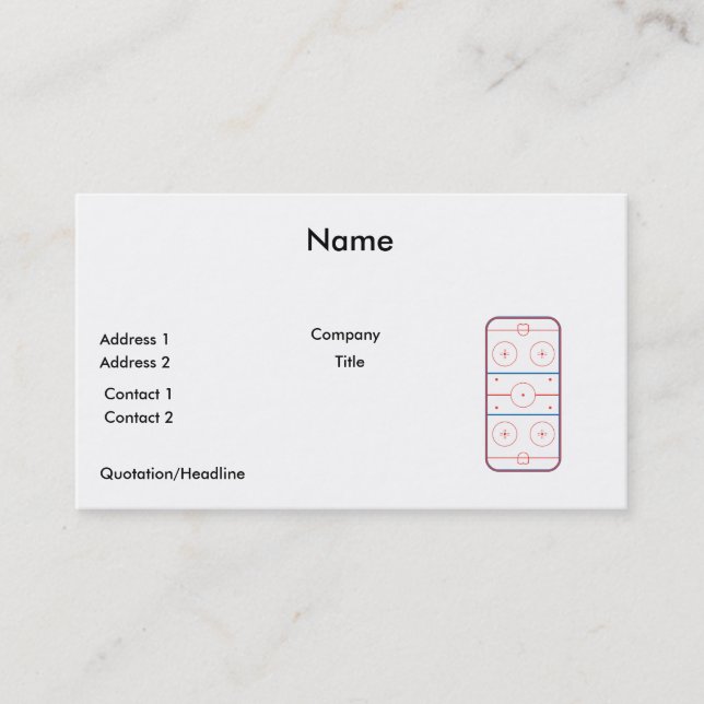 Carte De Visite graphique de la patinoire de hockey (Devant)