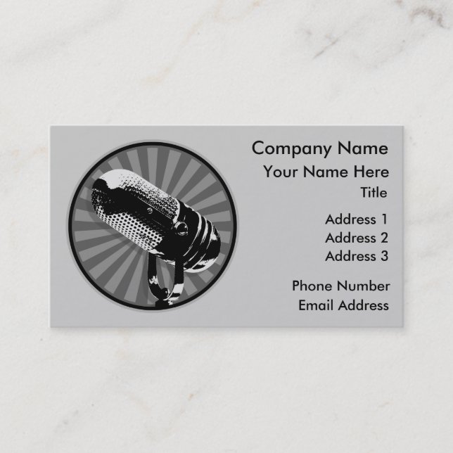 Carte De Visite Graphique de microphone rétro (Devant)