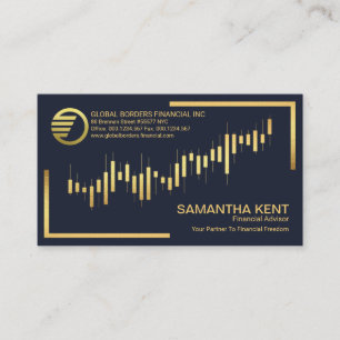 Carte De Visite Graphique d'investissement créatif en or Financia