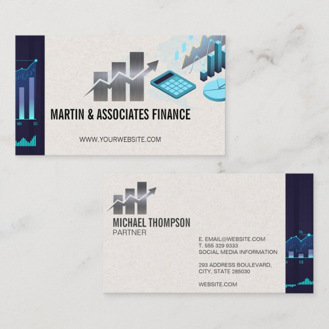 Carte De Visite Graphiques financiers | Stocks et comptabilité (Devant / Derrière)