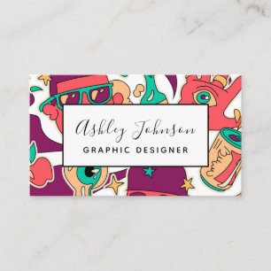 Carte De Visite Graphiste Illustrator Pop Art Social Media