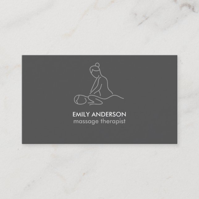 Carte De Visite Graphite Grey Massage Spa Masseuse (Devant)