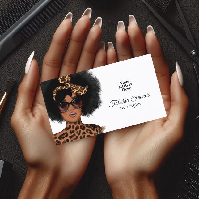 Carte De Visite Gras Afrocentric Salon de coiffure marque (Bold Afrocentric Hair Salon Branding Business Card)