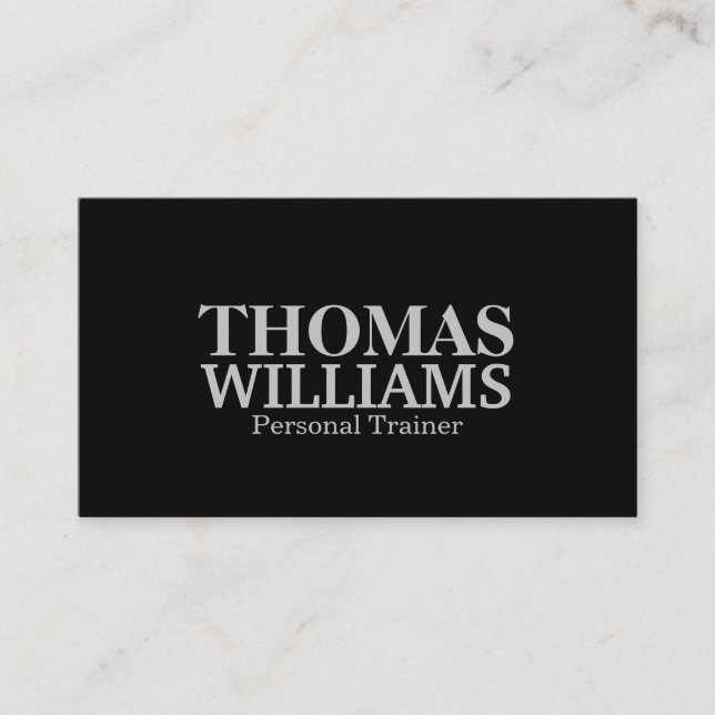 Carte De Visite Gras Black and Grey Personal Trainer (Devant)