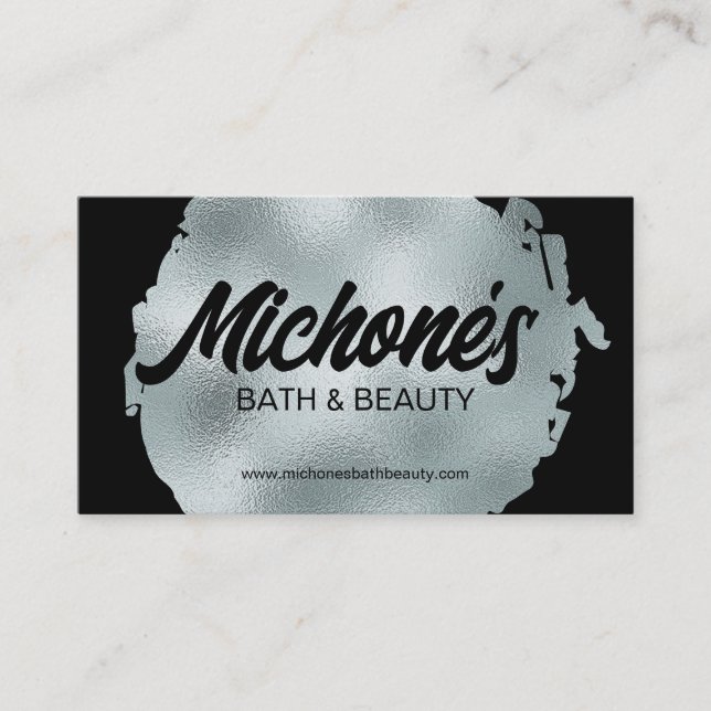 Carte De Visite Gras Black Silver Foil Moderne Luxe Glamour (Devant)
