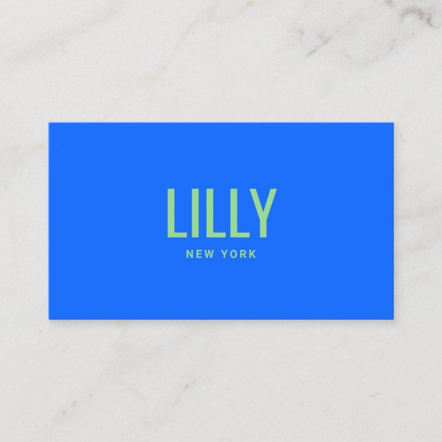 Carte De Visite Gras Colbalt Blue Lime Green Typographie (Devant)