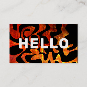 Carte De Visite Gras de police HELLO Hot Orange Fire Black Art Abs