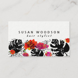 Carte De Visite Gras Floral tendance Monstera Dot Motif moderne