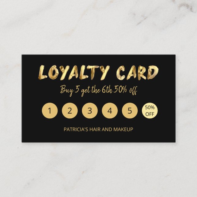 Carte De Visite Gras Gold Maquillage Artiste Coiffeur Salon 5 Loya (Devant)