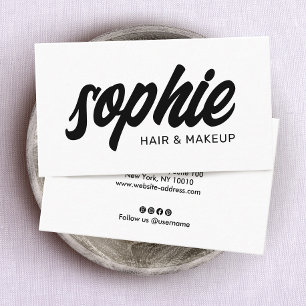 Carte De Visite Gras manuscrit Brush Script noir blanc beauté