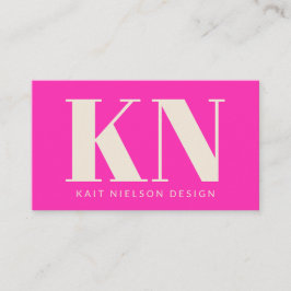 Carte De Visite Gras moderne Monogramme Professional Hot Rose