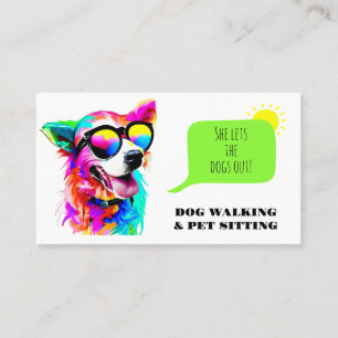 Carte De Visite Gras Rainbow Dog Walker Pet Sitter
