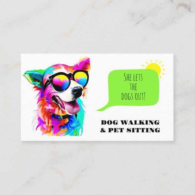 Carte De Visite Gras Rainbow Dog Walker Pet Sitter (Devant)