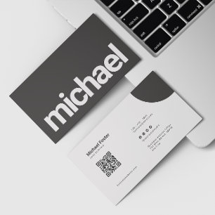 Carte De Visite Gras Simplicité noir & blanc scannable Qrcode