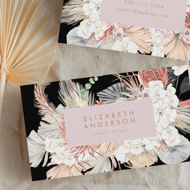 Carte De Visite Grass Floral Tropical Dark Jungle (Créateur téléchargé)