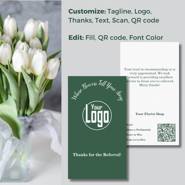 Carte De Visite Gratitude : Florist Shop Référence Merci (Gratitude: Florist Shop Referral Thank You Business Card)