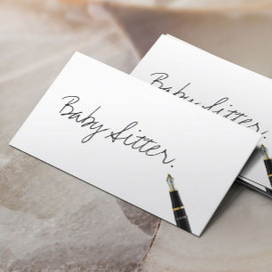 Carte De Visite Gratuit écriture manuscrite Script Baby Sitter Ca