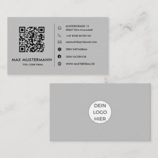 Carte De Visite Graue QR Code Visitenkarte Selbst Gestalten