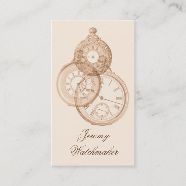 Carte De Visite Gravure antique des montres de poche (Devant)