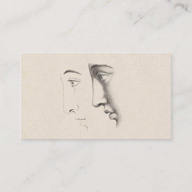 Carte De Visite Gravure française d'antiquité du profil de l'homme (Dos)