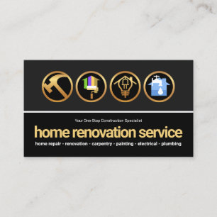 Carte De Visite Gray Black Layers Gold Construction Handyman Outil
