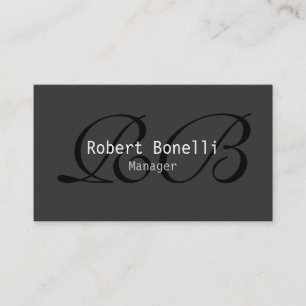 Carte de visite Gray Black White Monogram Manager