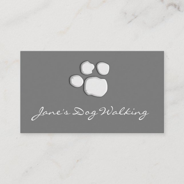 Carte De Visite Gray Elegant Chien Marcher Empreinte de patte Cart (Devant)