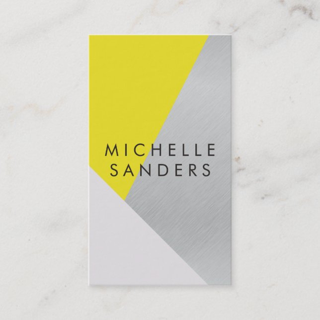 Carte De Visite Gray Jaune Géométrique Métallique moderne Bloc de  (Devant)