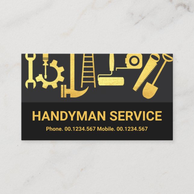 Carte De Visite Gray Layers Gold Handyman Outils Accueil Rénovatio (Devant)