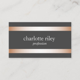 Carte De Visite Gray | Moderne Rose Gold Stripes élégant