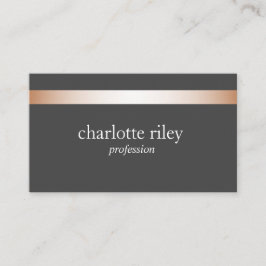 Carte De Visite Gray | Moderne Rose Or rayé élégant