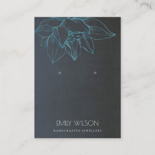CARTE DE VISITE GRAY TURQUOISE BLEU LOTUS SIMPLE EARRING AFFICHAGE