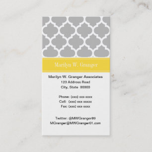 Carte De Visite Gray White Moroccan #5 Pineapple Name Monogram