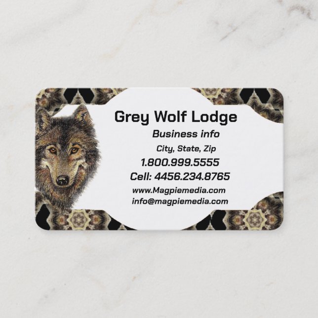 Carte De Visite Gray Wolf Lodge Animal Wildlife Art (Devant)