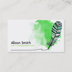 Carte De Visite Green Aztec Feather