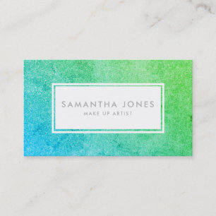Carte De Visite Green Blue Ombre Sparkle Parties scintillant Make 