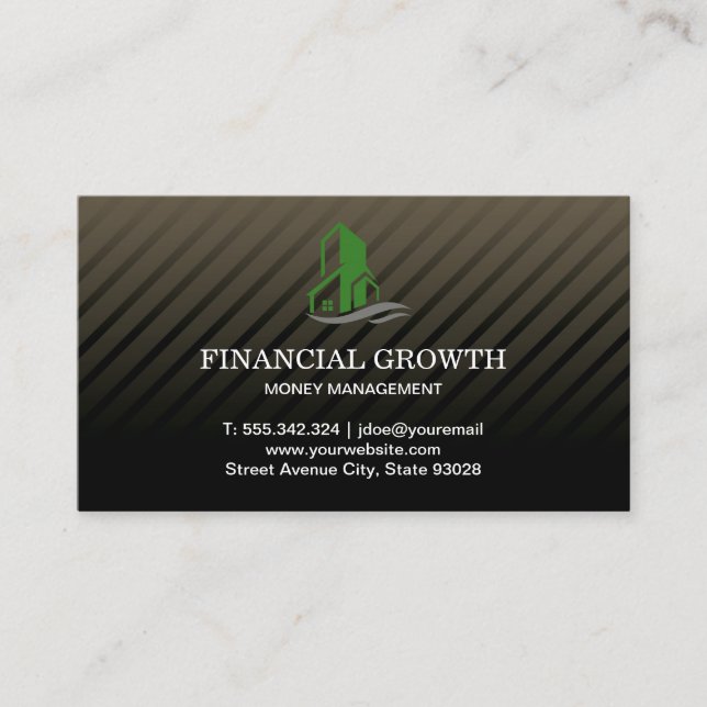 Carte De Visite Green Building Icon Professional Black Modern (Devant)