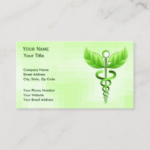 Carte De Visite Green Caduceus Médecine alternative unique